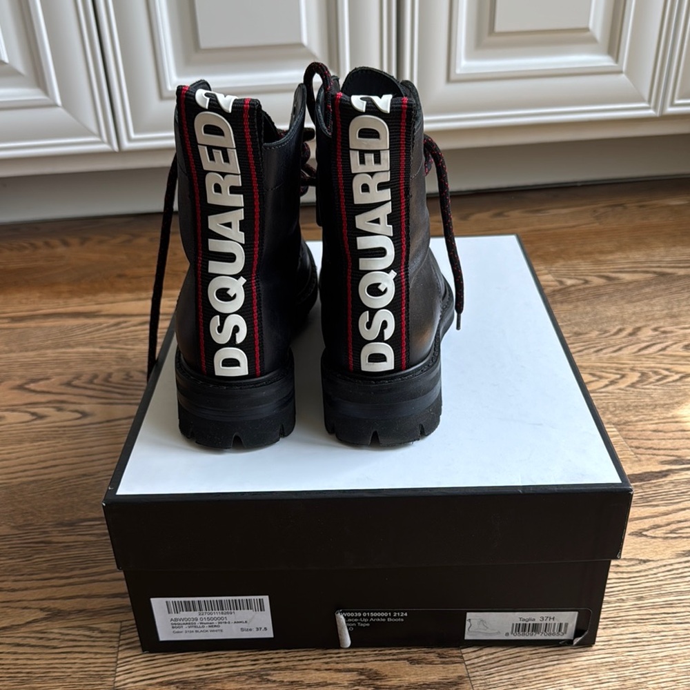 DSQUARED2 Black and Red Lace-Up Boots